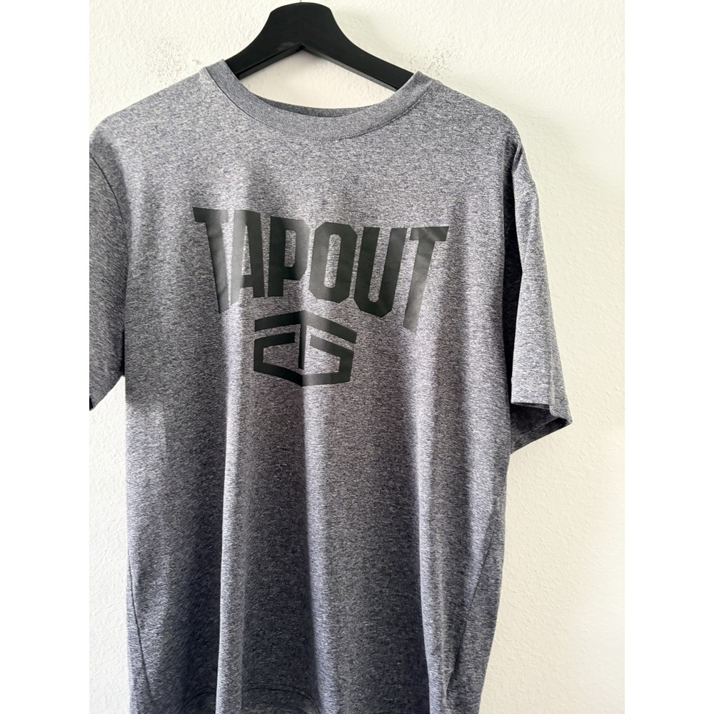 Tapout Men's Performance T-Shirt Grey Graphic Gym Training Activewear Shirt M